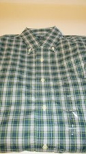 NWT LANESBORO NO IRON L/S SPORT SHIRT BUTTON DOWN GREEN PLAID 15 32/33