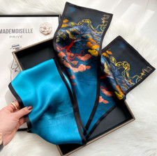 100 Mulberry Silk Scarf 150X15CM Women's Long Double sided Printed Scarf CHA9