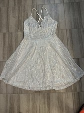 White Party Dress With Silver Sequins