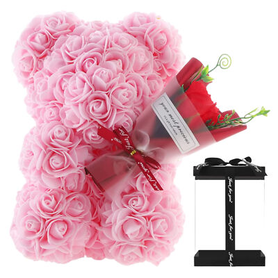  Teddy Bear Rose 9.45in Flower Rose Bear with Box Anniversary Valentines Gift 