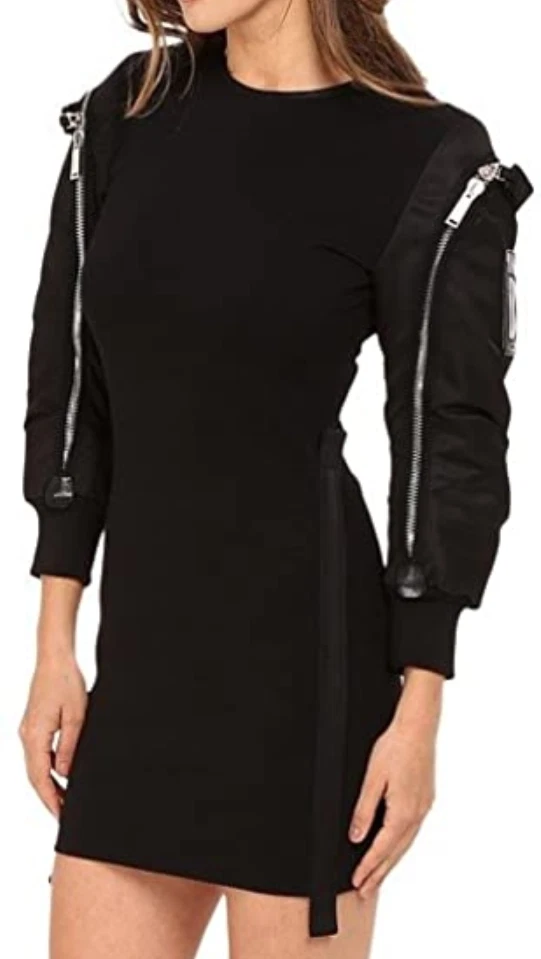 DSQUARED2 Abito da donna nero in maglia moto lana taglia small L28313