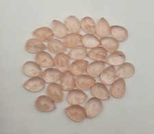Natural Rose Quartz Pear Cabochon Loose Gemstone Lot 10 Pcs 10 14 MM 54 CT
