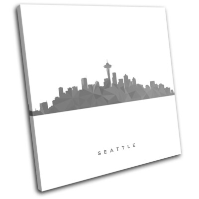 Seattle USA Skyline Geometric City SINGLE Leinwand Kunst Bild drucken