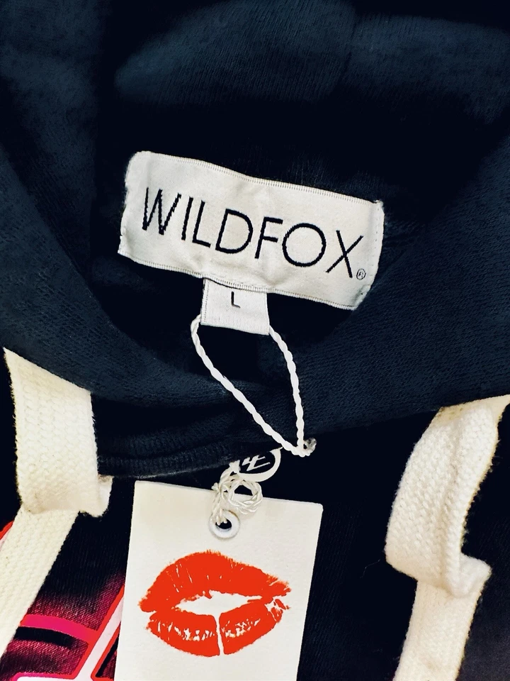 WILDFOX COUTURE || Sudadera con capucha Not Again Roadtrip en negro + rosa neón - TALLA L 🩷NWT🩷 Foto 4 de 4