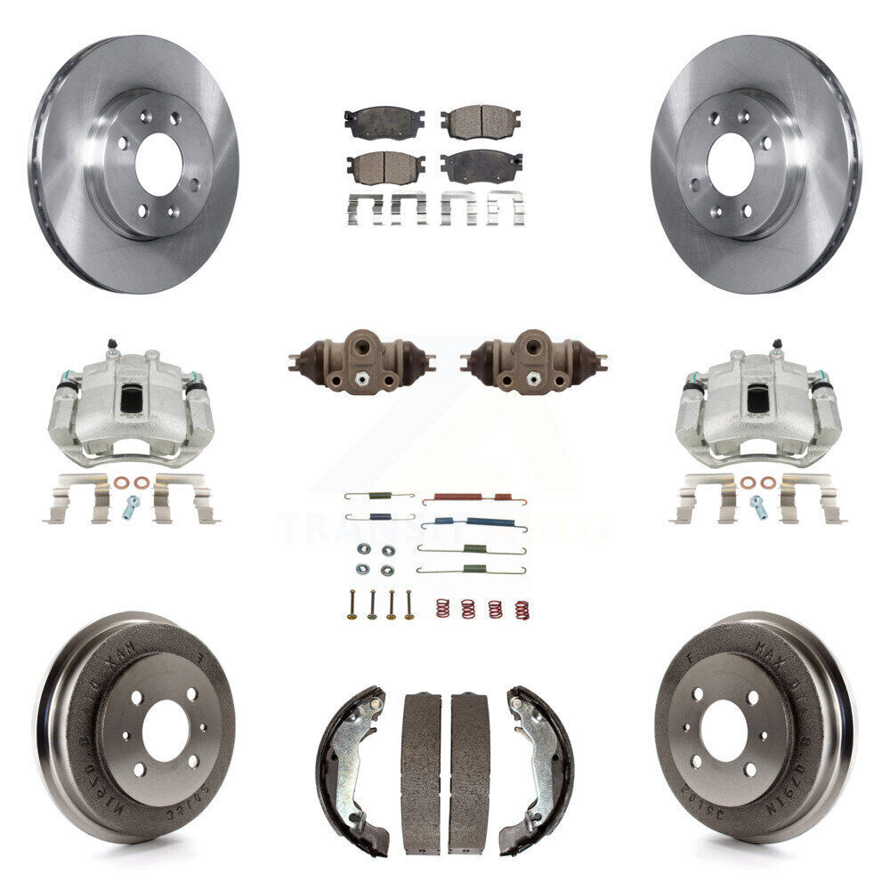 Front and Rear Brake Caliper Rotor Drum Ceramic Pad Shoe Cylinder Hardware Complete Kit for Enhanced Braking Performance