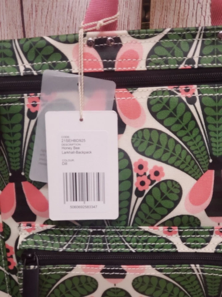 Orla Kiely - Coated Canvas Flat Pack Backpack - Larkhall - Dill - Image 3 of 4