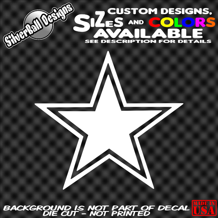 Star Custom Vinyl decal Car truck window toolbox logo Dallas texas Cowboys