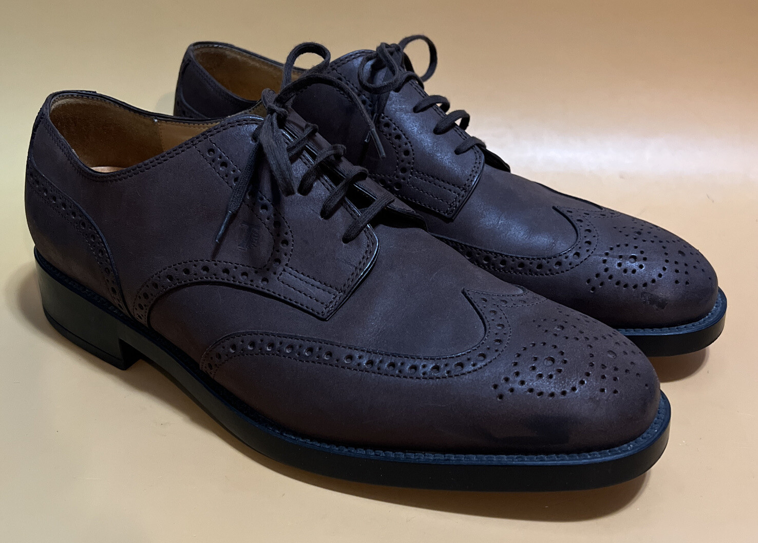 SAOLA Scarpe eleganti Tod's Wingtip in pelle Esquire Derby marroni da uomo taglia 8 5 uomo USA