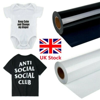 Black & White Heat Transfer Vinyl Roll Iron on T-shirt DIY Craft HTV for Cut