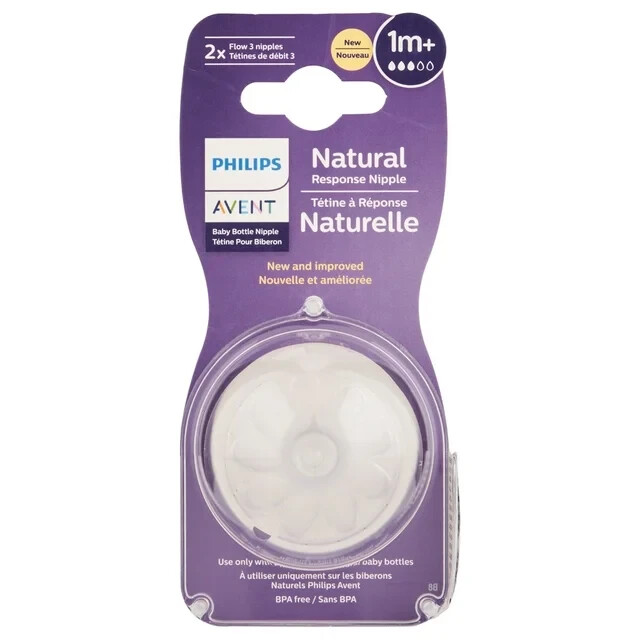 Philips Avent Natural Response Nipple Flow 3 1M+ 2 Ct Feeding Newborn Toddler