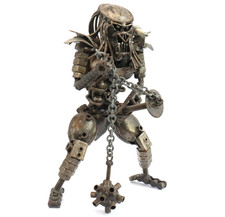 Predator Scrap Metal Sculpture 12" Handmade Recycled Art Steampunk Statue OOAK
