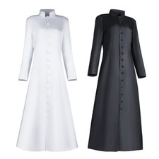 Women's Clergy Robe Pastor Cassock Priest Vestment Church Minister Cosplay Costu