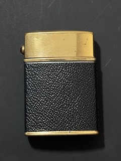 Vintage Evans Gold Tone Black Leather Wrapped Pocket Lighter FOR PARTS