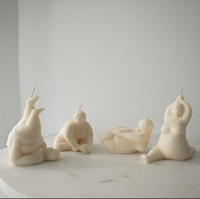 People Shaped Sculptural Wax Candle White Unscented Single Wick