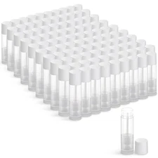 100 Sets Empty Lip Balm Tubes Bulk Round with Caps for DIY Lipstick Homemade,...