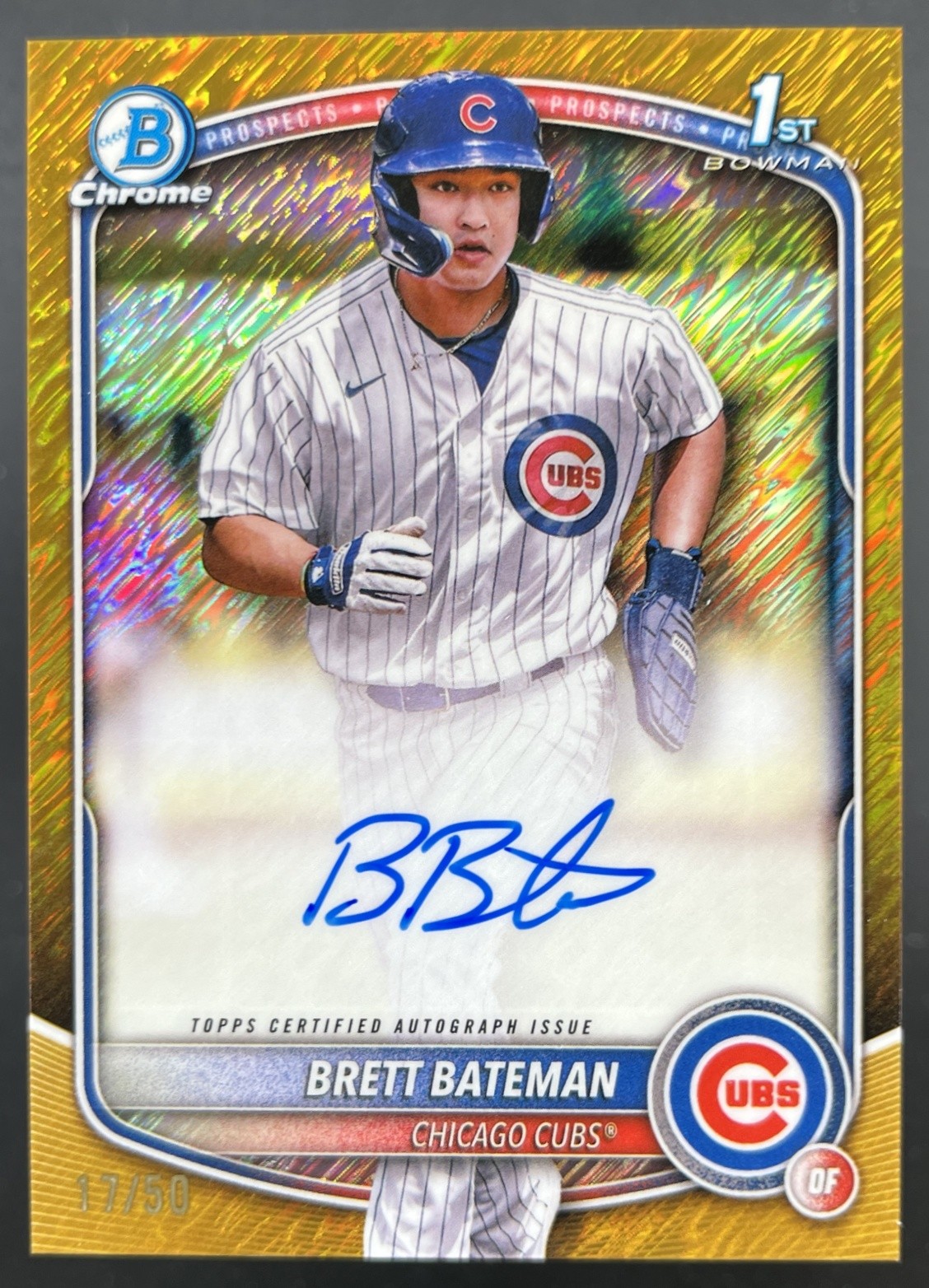 2025 Bowman Chrome Brett Bateman 1st Auto Gold Shimmer Refractor /50 Cubs