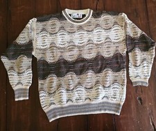 Vtg Florence Tricot Sweater Coogi Style Textured Tundra Sweater Medium Autumn