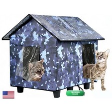 MEWTOGO Gray Outdoor Cat House 20"x19"x17" Elevated Insulated Weatherproof