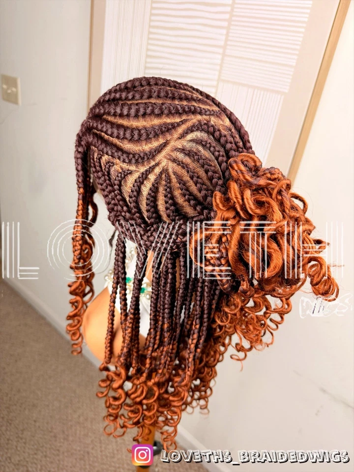 Ships next day(2days SHIPPING)Cornrow Full lace Braided wig,black knotless braid - Image 3 of 4