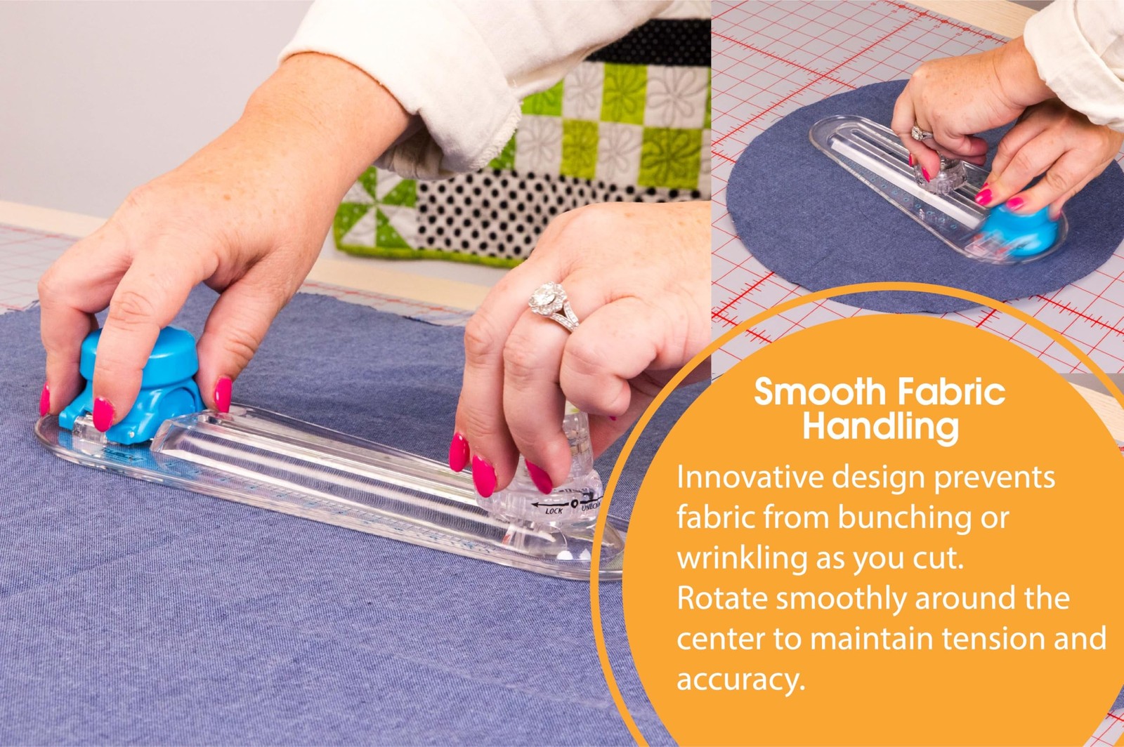 TrueCut 360° Fabric Circle Cutter – Rotary Cutting Tool for Quilting,