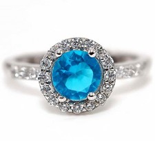 1CT Blue Topaz White Topaz 925 Solid Sterling Silver Ring Jewelry Sz 8