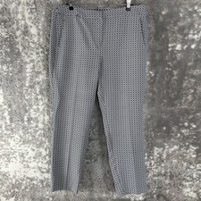 Adrianna Papell Size 12 Geometric Flat Front Ankle Pants White Black Casual