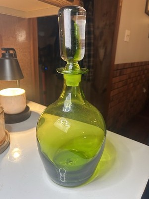 BLENKO #7320 Olive  1973 color decanter with original stopper