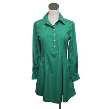 NWT Madewell Seamed Long Sleeve Mini Shirt Dress Size 00 NV025 Kelly Green