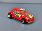 Vintage 1988 Hot Wheels Red Speed Fleet Volkswagen Beetle w Flames. Loose. nice