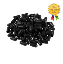 100pcs Rubber End Caps 6mm 1/4-inch ID Vinyl Round Tube 6mm, Black