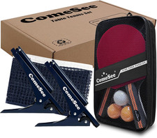 Collapsible Ping Pong Net Set with Paddles, Balls, and Storage Case