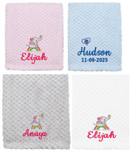 Personalised Baby Fleece waffle Blanket/Wrap Newborn Toddler| | Pram Cot Moses