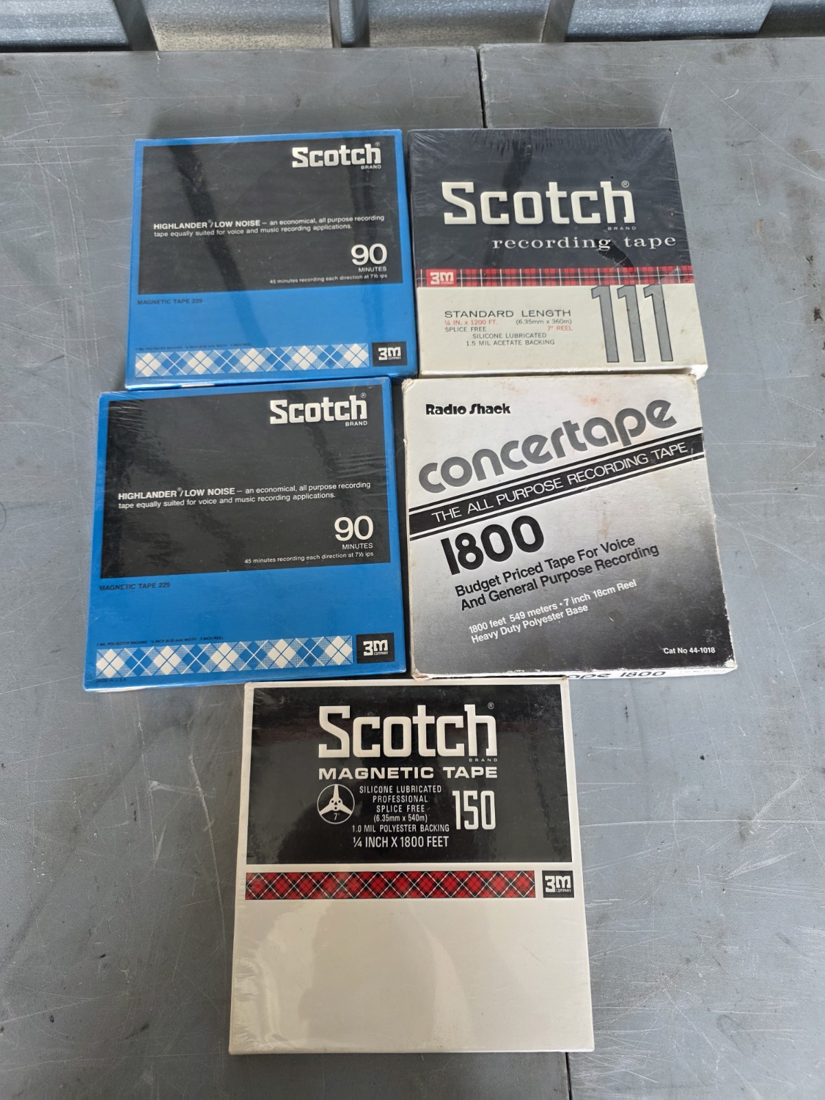 Lot of 5 Scotch andcradio shak Magnetic Tapes 90 Mins Reel To Reel 3M