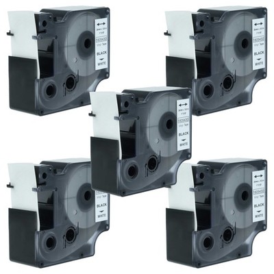 5x Schriftband Vinyl für Dymo Rhino 6000 5200 Schwarz/Weiß 24mm 5,5m