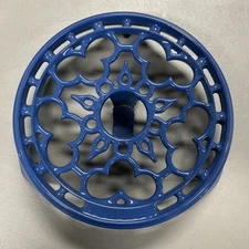 Le Creuset Trivet Warmer Pot Stand Cast Iron Enamel Candle Dark Blue France