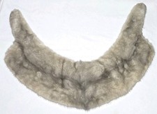 Vintage Real Mink Fur Collar Stole Wrap Cream Gray Hand Made Pin Closure