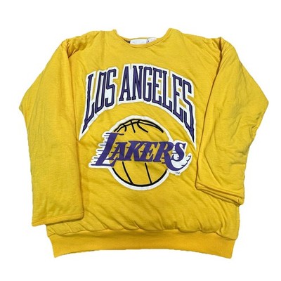 VTG NUTMEG LOS ANGELES LAKERS REVERSIBLE AOP PUFFER SWEATSHIRT YELLOW FIT H9