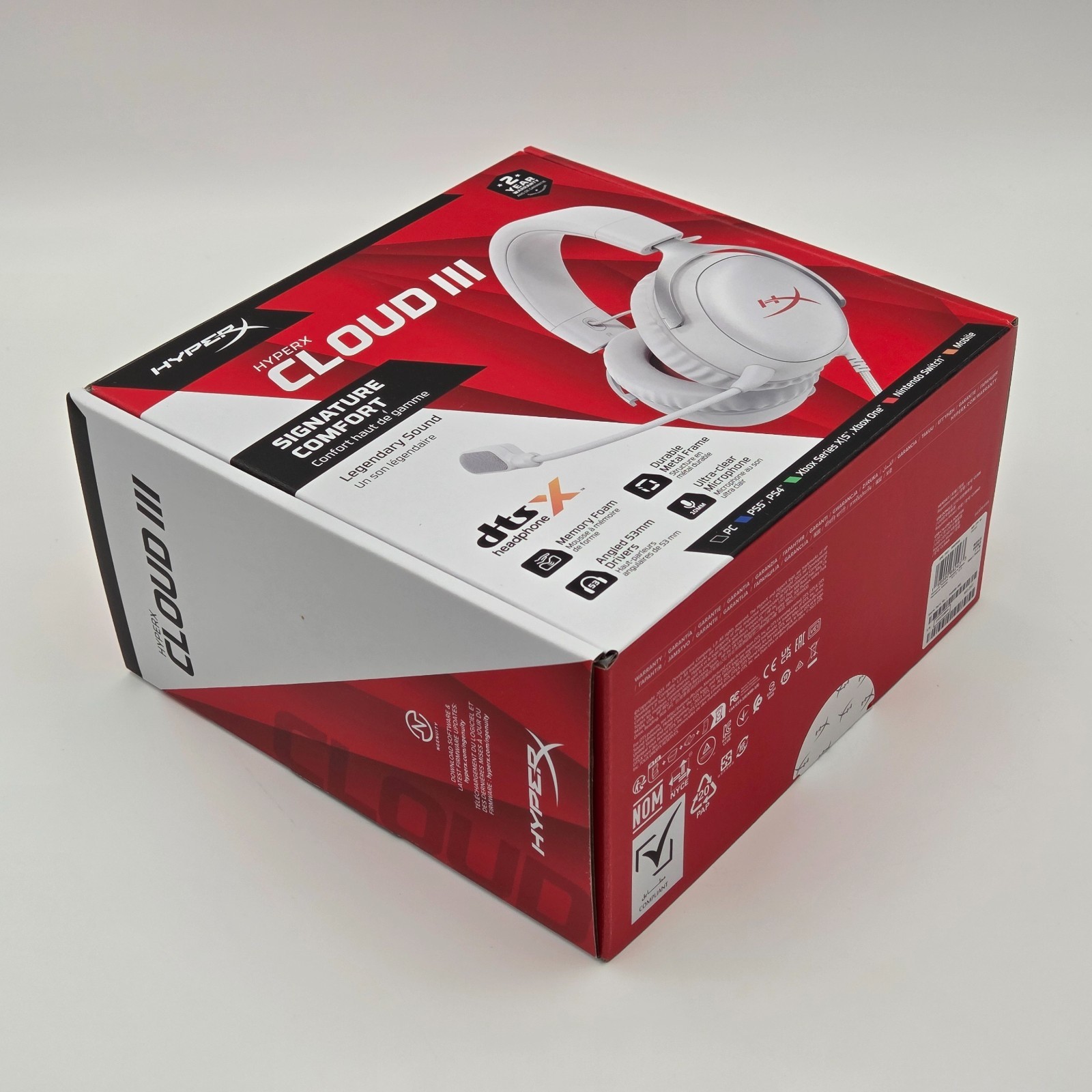 HyperX Cloud III Red & White Gaming Headset - New in Sealed Box