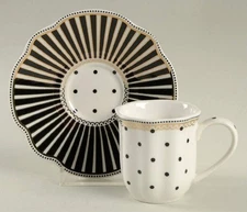 Grace's Teaware Josephine Black Espresso Cup and Saucer Set 10800749