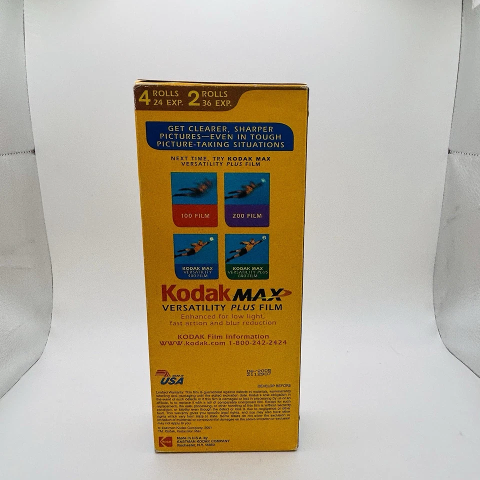 Kodak Max Versatility 400 iso 35mm film 6 rolls - 168 Exposures Exp 06/2005 NIB - Image 3 of 4