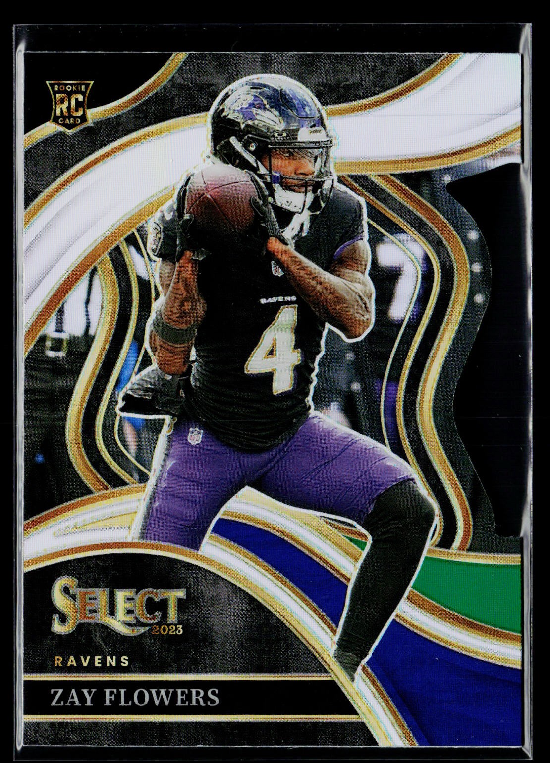 2023 Panini Select #201 Zay Flowers Black and Green Prizms Die Cuts