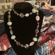 Multicolor Beaded Necklace Silver Tone Cable Chain Adjustable Lobster Multicolor Beaded Necklace Silver Tone Cable Chain Adjustable Lobster