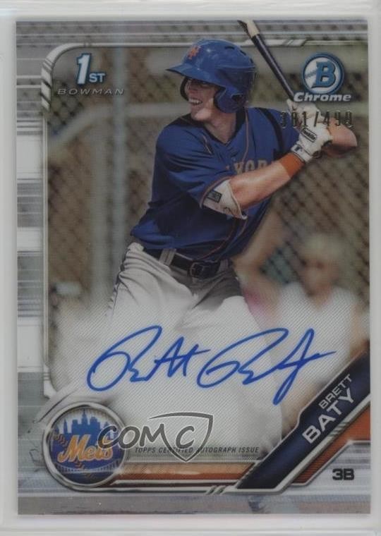 2019 Bowman Draft Chrome Pick Refractor 381/499 Brett Baty #CDA-BB Auto 5h0