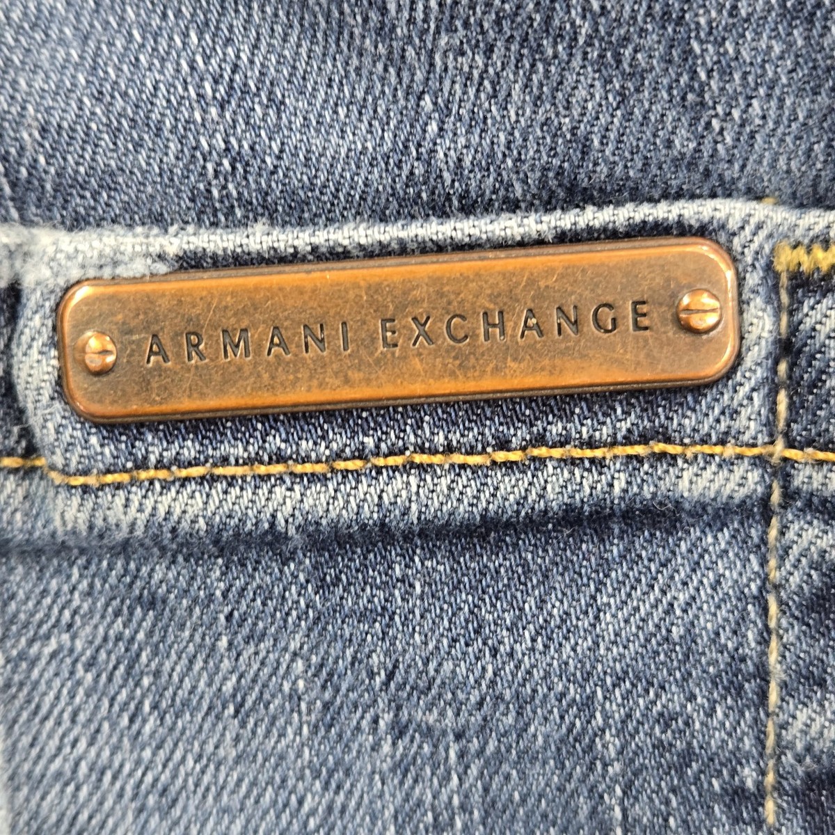 VINTAGE Armani Exchange Men Jeans 34 Blue Denim AX709 Dark Destroy