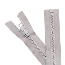 2 PCS #5 28-Inch Gray Separating Jacket Zippers Molded Plastic for Sewing