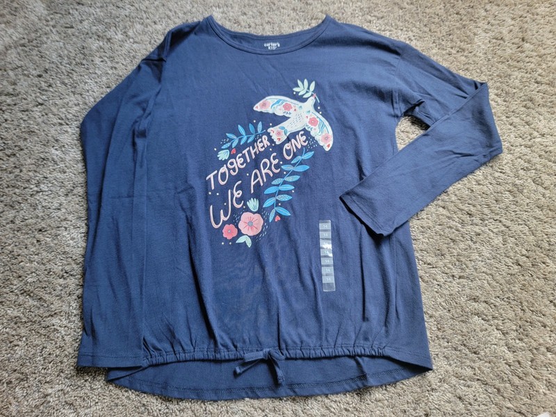 Carters Girls Long Sleeve Navy Blue Top Size 14 NWT!!