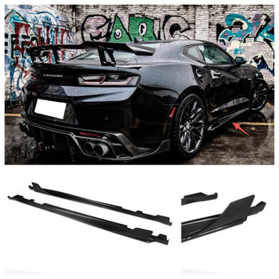 Real Carbon Full Length Side Skirts Lip cover trim For Chevy Camaro 2016-2024