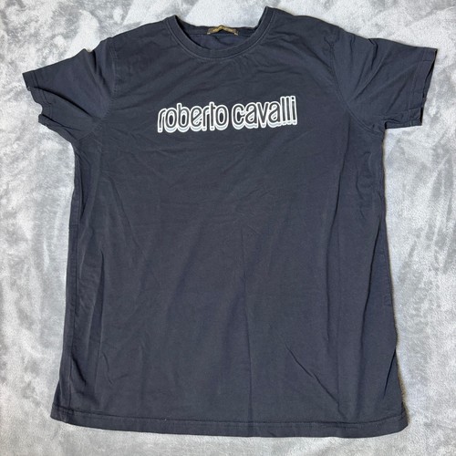 Roberto Cavalli, Roberto Cavalli Mens XXL Black Graphic Logo Cotton T-Shirt