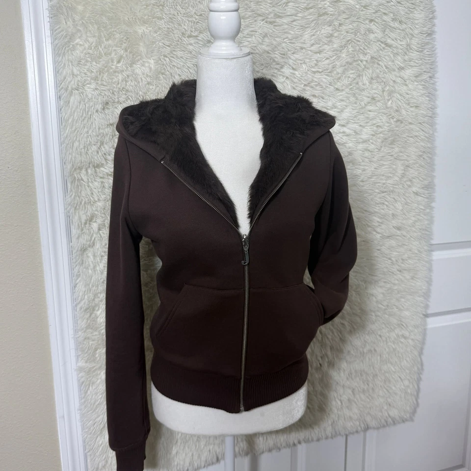 Vintage y2k Juicy Couture Reversible Rabbit Fur Hoodie - Image 2 of 4