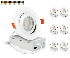 CLOUDY BAY Eyeball 4 inch 5 Color Gimbal LED Recessed Light with Junction Box...